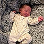 baby, newborn, sleeping, onesie, blanket, cozy, smile, infant, soft, texture, cute, peaceful, child, clothing, resting, comfort, portrait, indoor, warm, happy