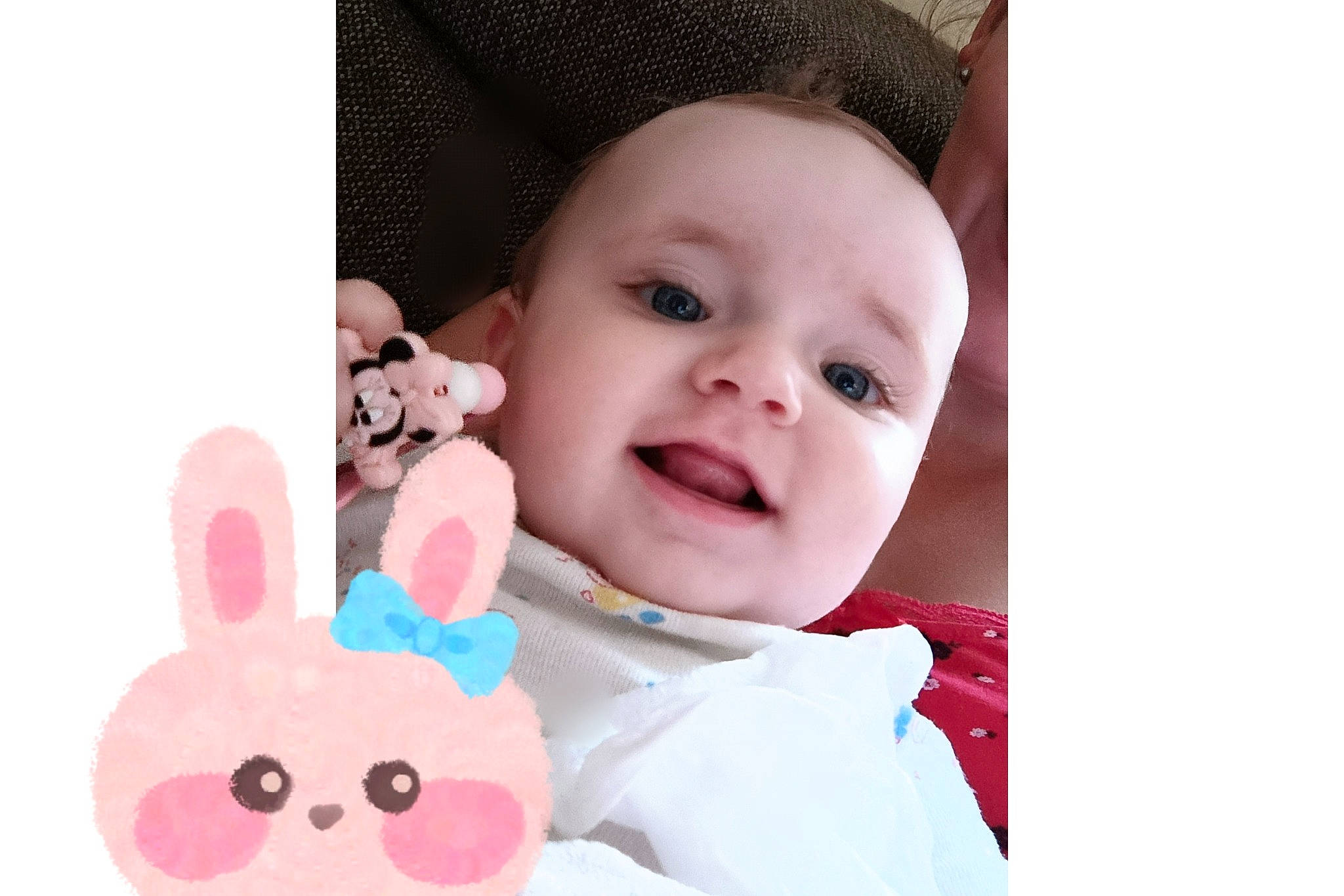 Kimelya participe au concours pour gagner de l'argent avec cette photo : baby, baby_toddler_clothing, cheek, face, facial_expression, font, happy, headgear, magenta, mammal, outerwear, pattern, person, pink, product, skin, sleeve, smile, stuffed_toy, textile