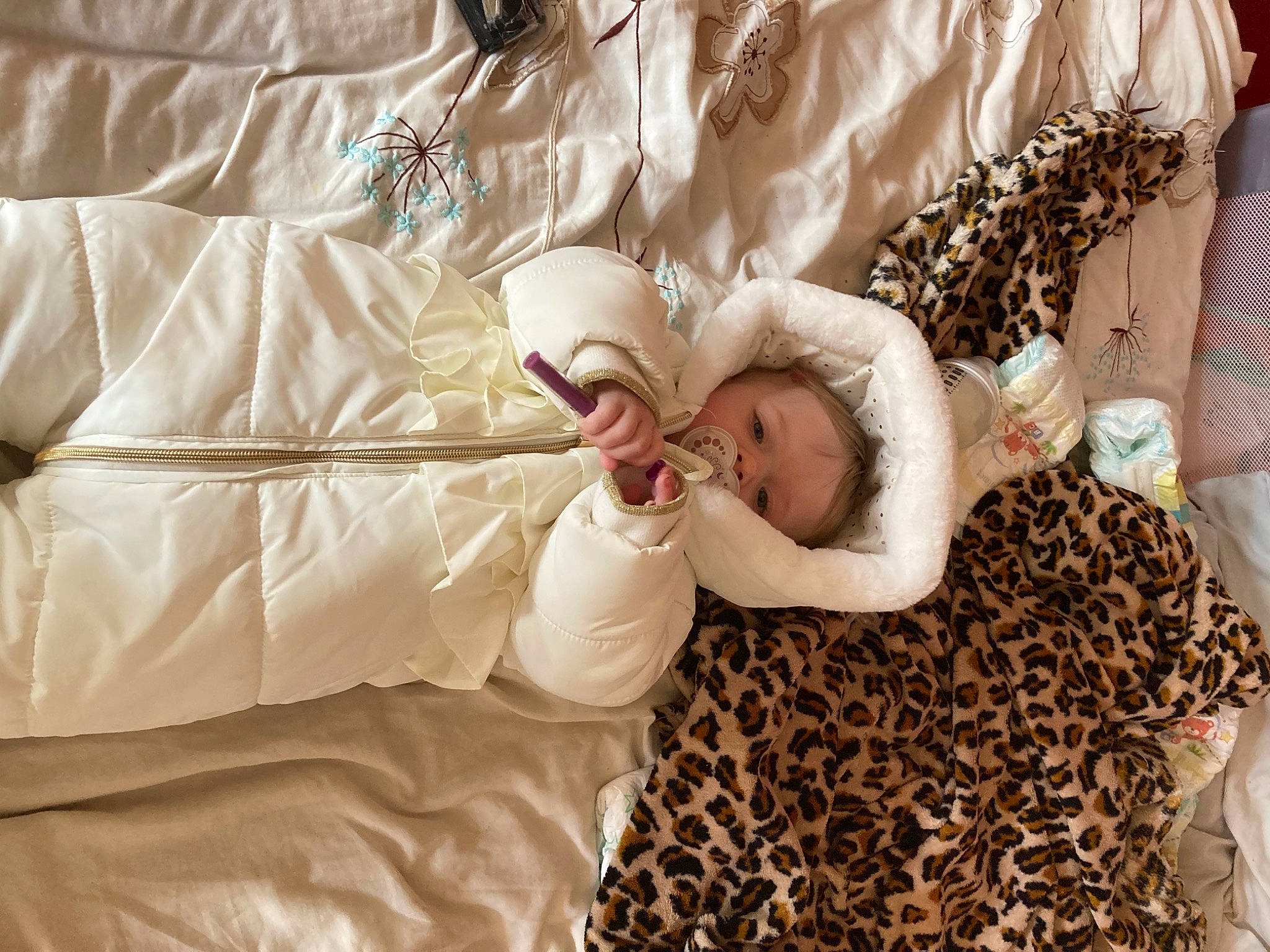 Lizzie joined the competition — help win amazing prizes! bed, bed_sheet, bedding, child, comfort, event, fashion_accessory, fawn, fur, gesture, happy, jewellery, linens, pattern, peach, person, room, textile, toddler, toy