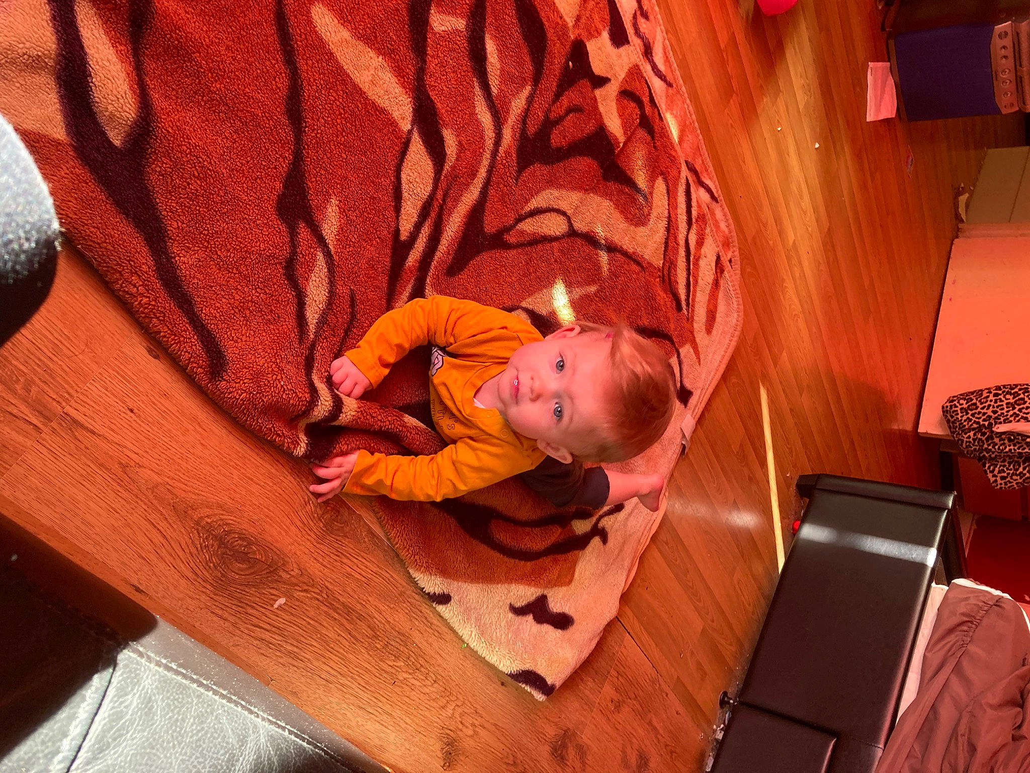 Lizzie joined the competition — help win amazing prizes! baby, chair, child, comfort, event, flesh, flooring, fun, hardwood, heat, laptop, linens, orange, person, room, sitting, tints_and_shades, toddler, tree, wood