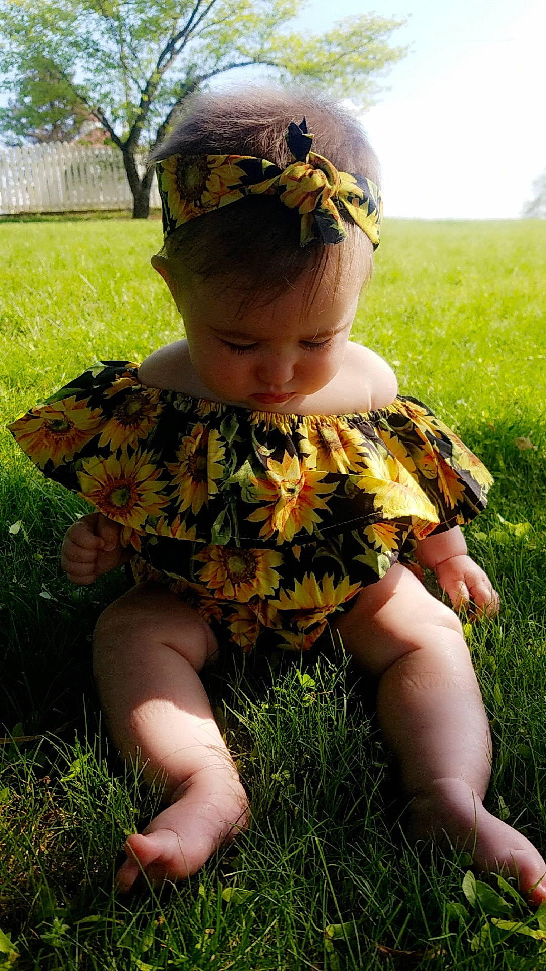 Kinslee joined the competition — help win amazing prizes! baby, baby_toddler_clothing, child, grass, grass_family, headgear, leaf, meadow, person, smile, toddler, yellow