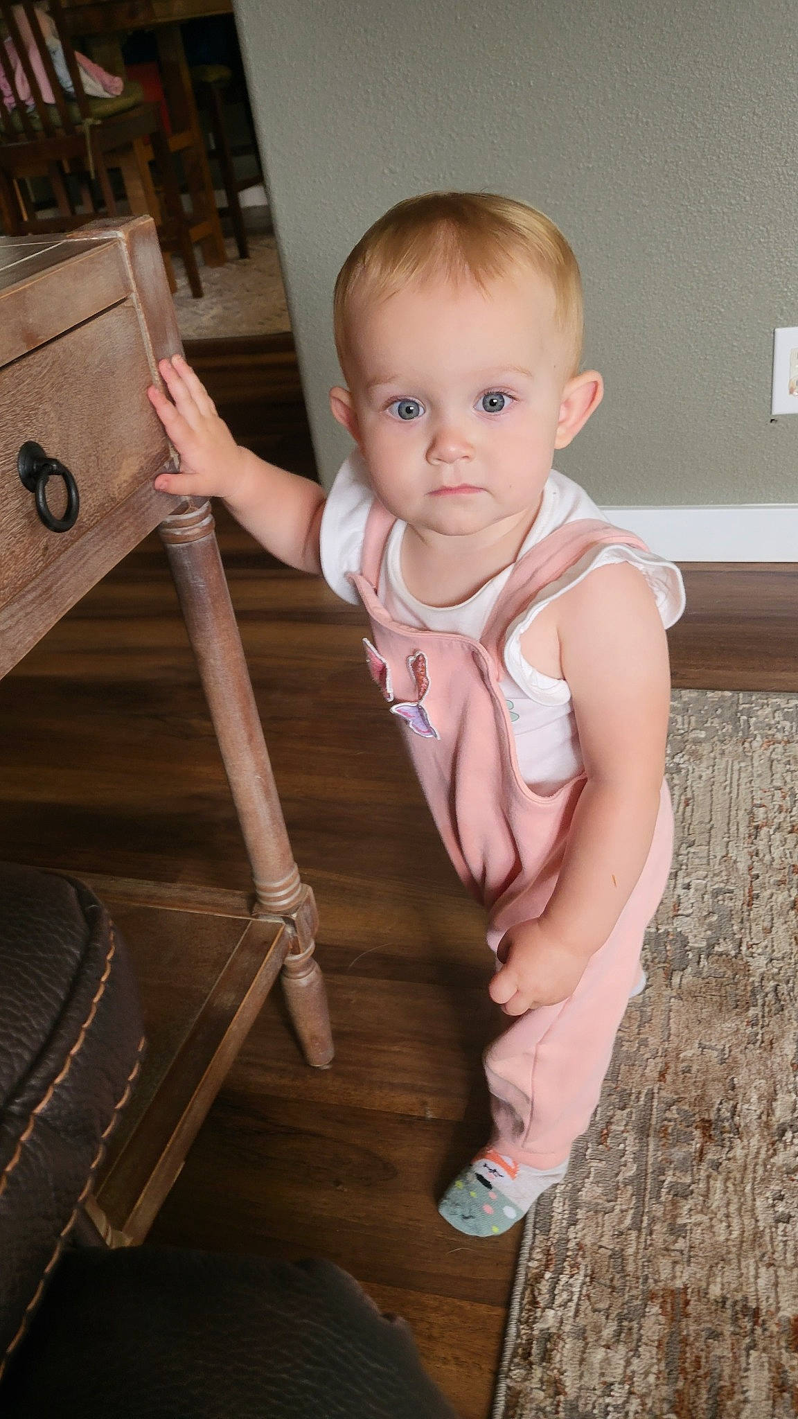 Blakelyn is registered to the contest to win money with this photo: baby, baby_toddler_clothing, beauty, cheek, child, finger, flash_photography, floor, flooring, fun, hardwood, iris, joint, nose, person, product, shoulder, skin, standing, toddler