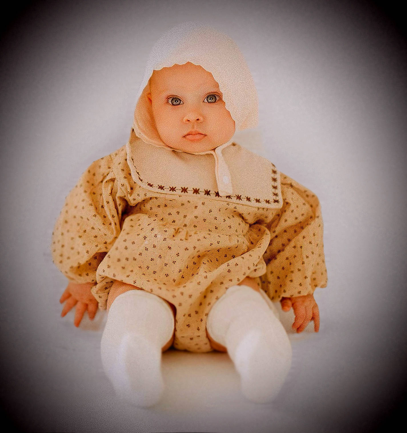 Rowey is registered to the contest to win money with this photo: art, baby, baby_products, baby_toddler_clothing, cheek, child, craft, crochet, eye, fashion_design, fur, headgear, headwear, knit_cap, outerwear, pattern, peach, person, sitting, sleeve