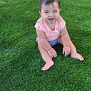 Havenayha joined the competition — help win amazing prizes! baby, child, grass, outdoor, smiling, happy, sitting, cute, infant, nature, green, toddler, casual_clothing, barefoot, playful, young_child, portrait, daylight, one_person, fun