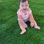 baby, child, grass, outdoor, smiling, happy, sitting, cute, infant, nature, green, toddler, casual_clothing, barefoot, playful, young_child, portrait, daylight, one_person, fun