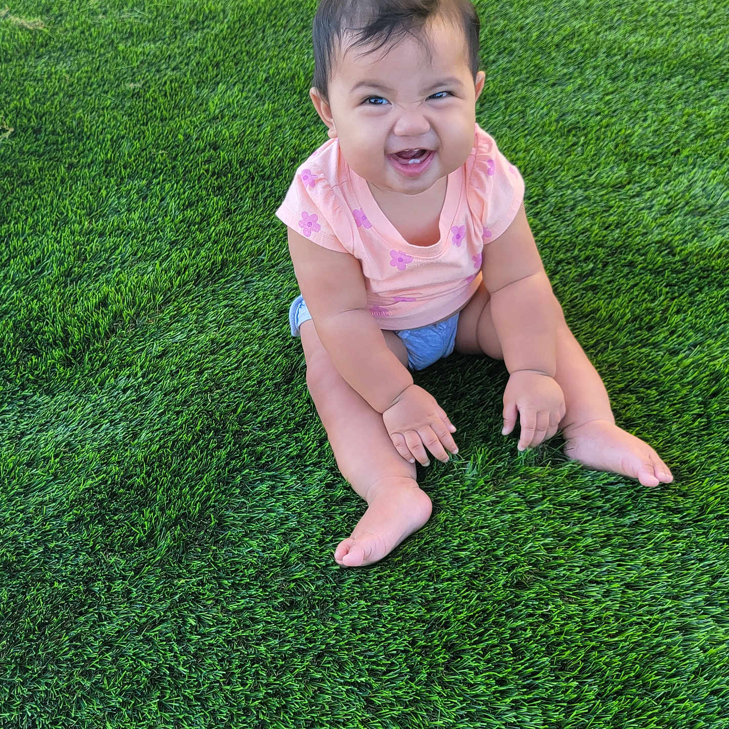 Havenayha joined the competition — help win amazing prizes! baby, barefoot, casual_clothing, child, cute, daylight, fun, grass, green, happy, infant, nature, one_person, outdoor, playful, portrait, sitting, smiling, toddler, young_child