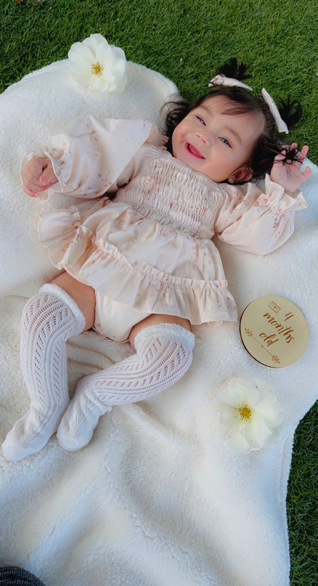 Anastasia joined the competition — help win amazing prizes! baby, baby_toddler_clothing, clothing, dress, eye, face, facial_expression, hair, hairstyle, happy, head, headgear, human_body, joy, person, petal, pink, plant, skin, sleeve