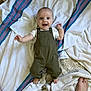 Alex joined the competition — help win amazing prizes! baby, blanket, child, clothing, cozy, cute, feet, green, happy, indoor, infant, lying_down, overalls, patterned, person, portrait, rug, smiling, striped, white