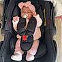 Sohane participe au concours pour gagner de l'argent avec cette photo : baby, blanket, car_seat, child, cozy, cute, furniture, headband, indoor, infant, infant_fashion, knitwear, newborn, pacifier, pink_clothing, portrait, safety_harness, sitting, small, soft_toys