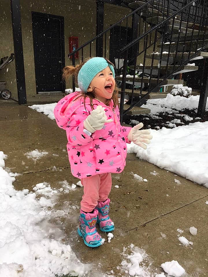 Nevaya joined the competition — help win amazing prizes! child, freezing, outerwear, person, pink, play, playing_in_the_snow, precipitation, snow, toddler, winter
