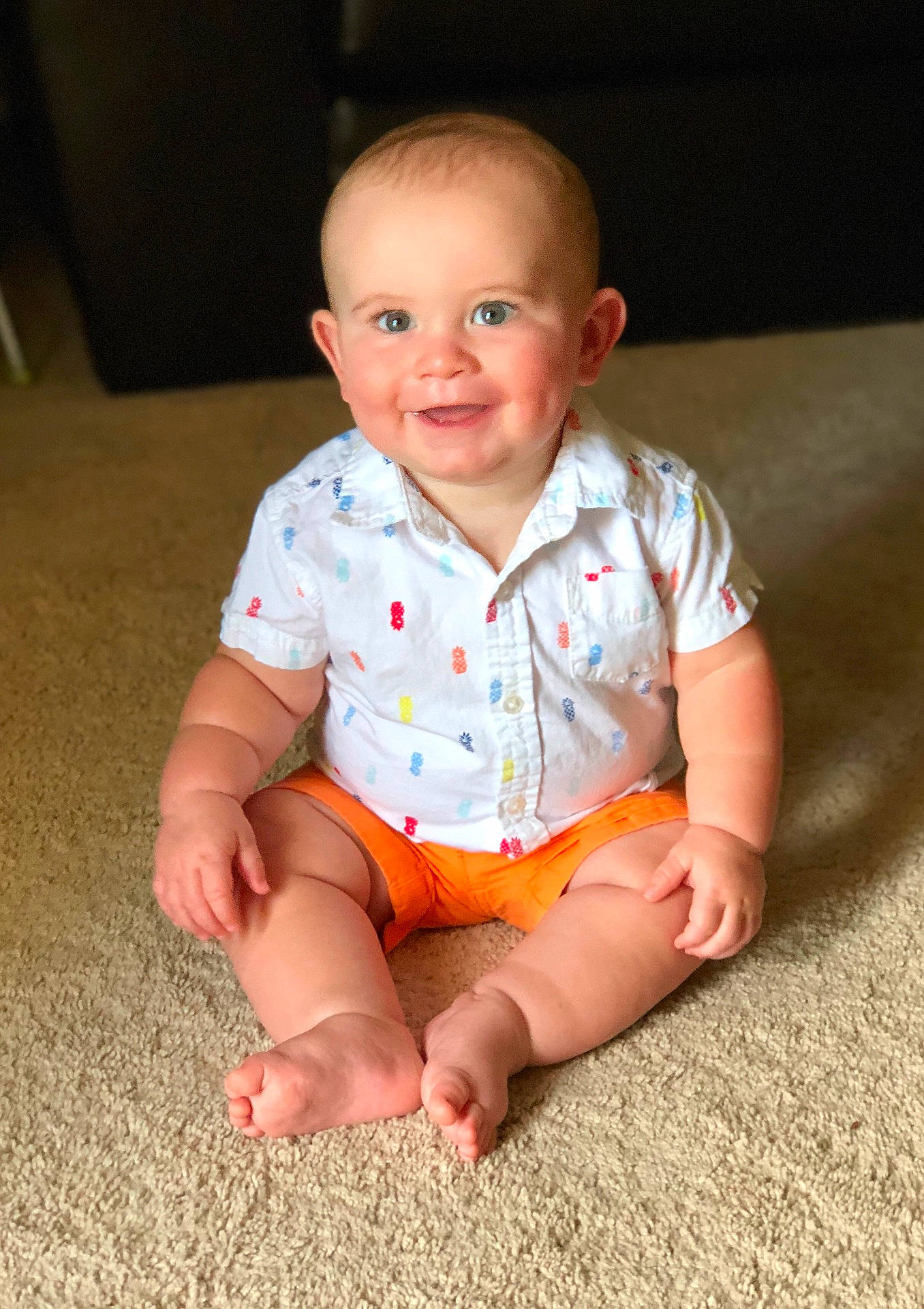 Scotty is registered to the contest to win money with this photo: arm, boy, cheek, child, crawling, day, finger, hand, infant, leg, person, play, product, sitting, skin, smile, toddler