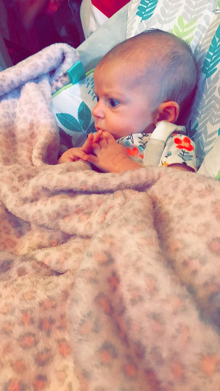 Aleigha joined the competition — help win amazing prizes! baby, baby_sleeping, baby_toddler_clothing, bedtime, cheek, child, comfort, couch, ear, eye, facial_expression, fur, happy, head, iris, linens, nose, person, sitting, skin