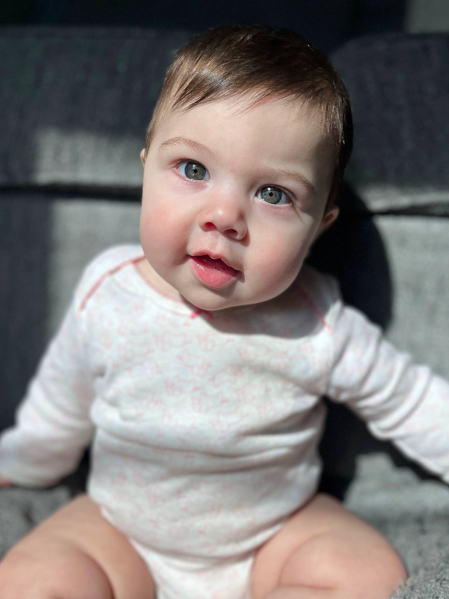 Ivy Lynn is registered to the contest to win money with this photo: baby, baby_toddler_clothing, cheek, child, collar, eyelash, flash_photography, hair, happy, human_body, iris, lip, mouth, no_expression, nose, person, skin, sleeve, smile, standing