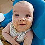 Maxence participe au concours pour gagner de l'argent avec cette photo : baby, blue, child, clothing, curious, cute, expression, face, feeding, food, hand, high_chair, indoor, infant, messy, portrait, sitting, skin, table, young