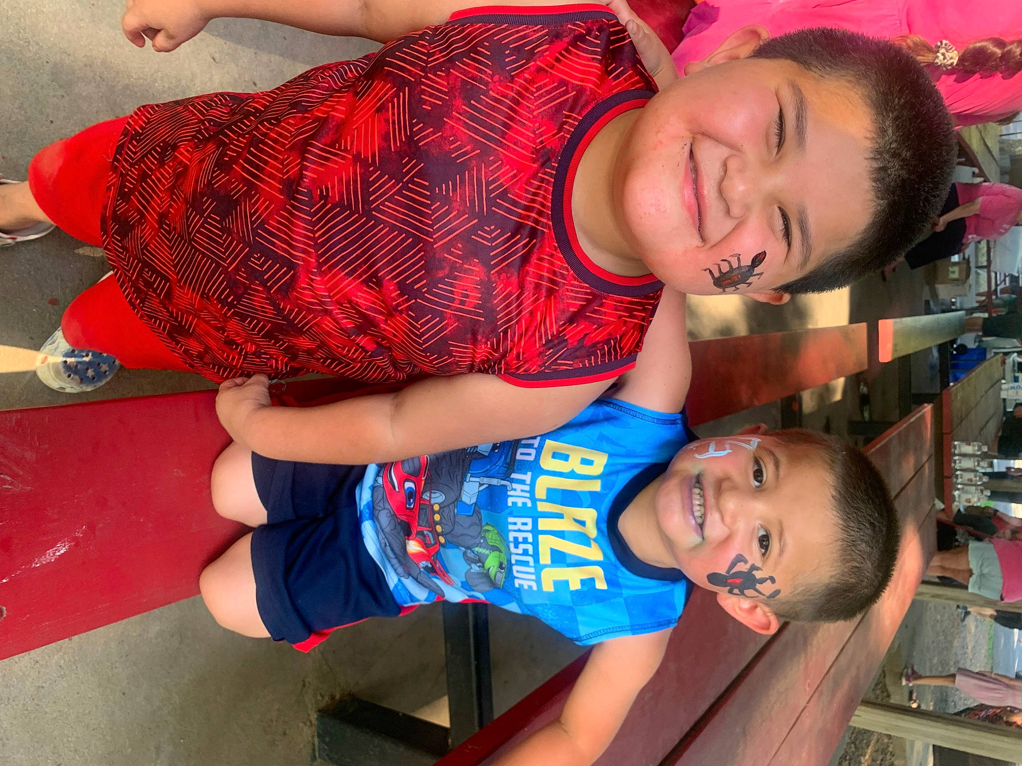 Olmos Boys joined the competition — help win amazing prizes! arm, clothing, cool, eye, fun, happy, head, joy, leisure, mouth, muscle, organ, person, red, smile, snapshot, t_shirt, thigh, toddler, world