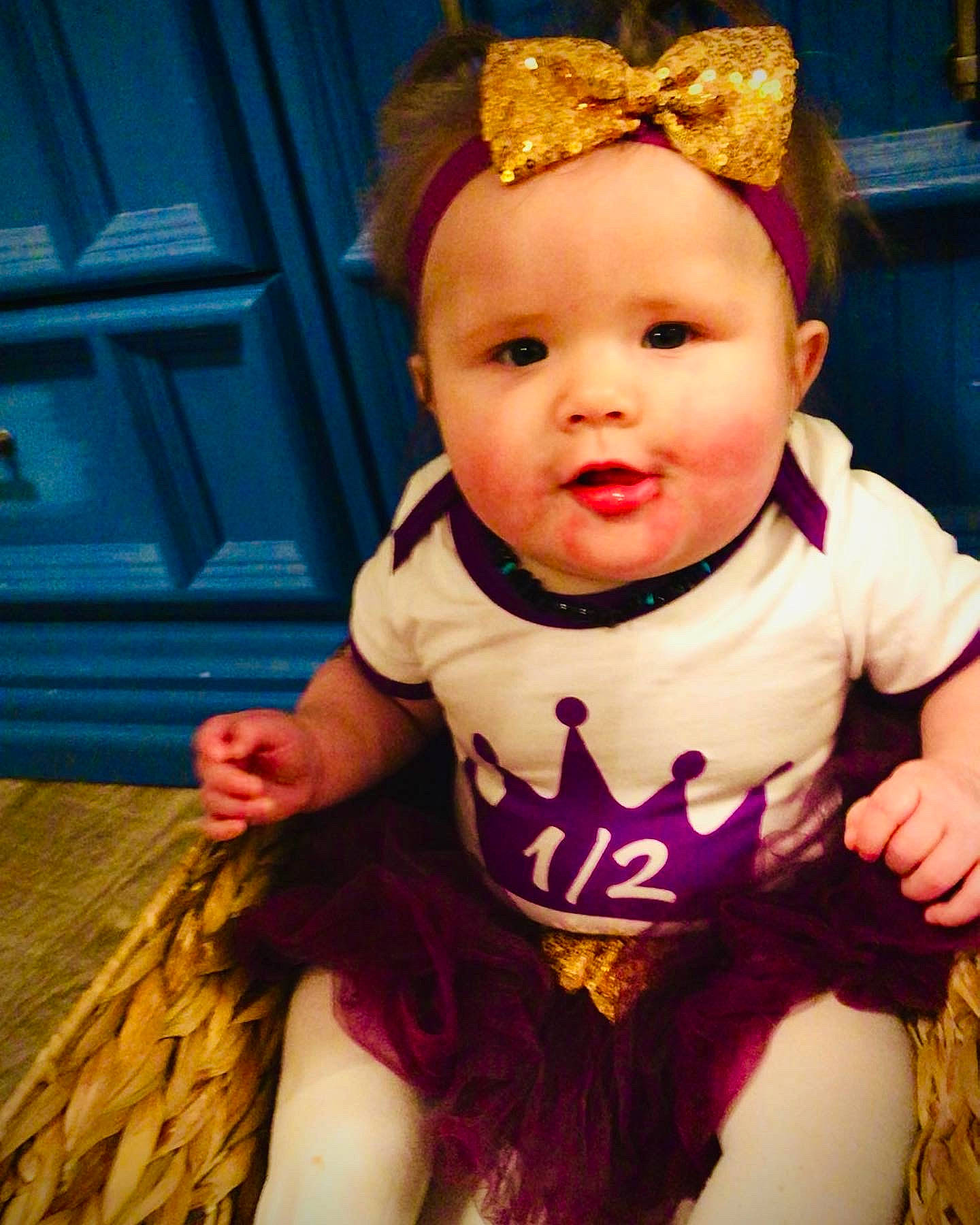 Veronica joined the competition — help win amazing prizes! baby, baby_toddler_clothing, blue, cheek, child, chin, cool, costume_hat, eye, facial_expression, fun, happy, head, headwear, person, pink, purple, skin, sleeve, smile