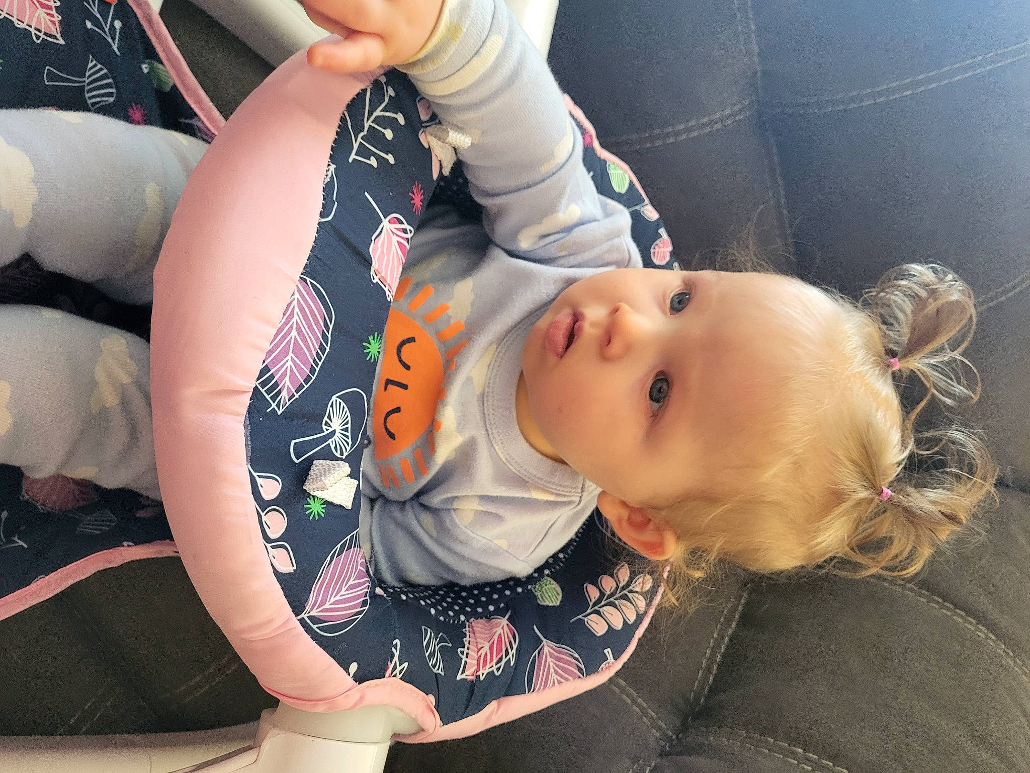 Davien is registered to the contest to win money with this photo: abdomen, baby, baby_carriage, baby_products, car_seat, child, comfort, elbow, fun, gesture, happy, human_body, joint, lap, mouth, person, sitting, skin, thigh, toddler