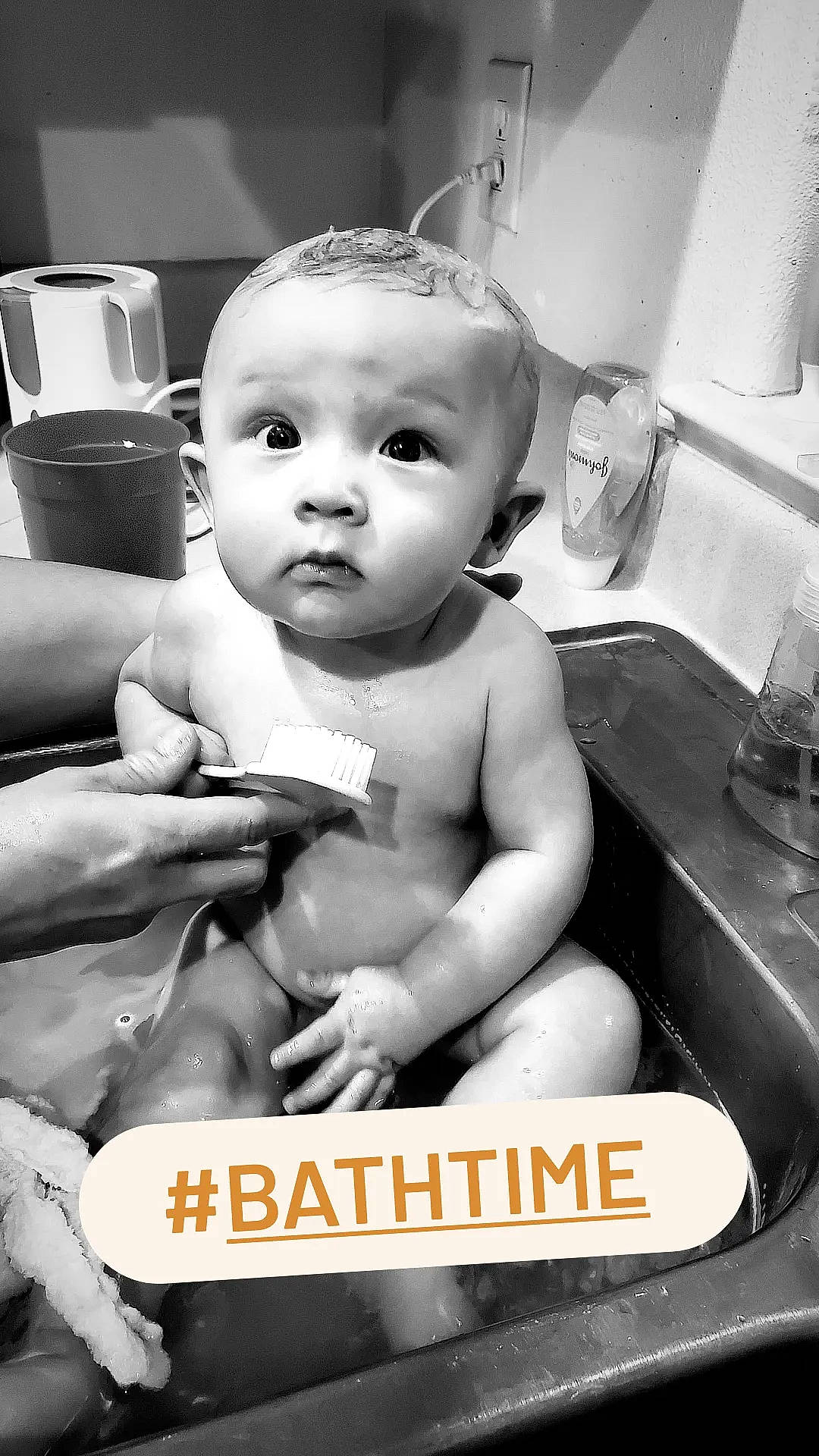 Briggs joined the competition — help win amazing prizes! baby, beauty, chest, child, fun, happy, monochrome, monochrome_photography, muscle, person, plumbing, plumbing_fixture, product, room, sink, sitting, style, tableware, tap, thumb