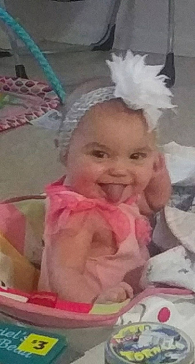 Rosalee joined the competition — help win amazing prizes! baby, cheek, child, face, head, headgear, joy, person, pink, smile, toddler