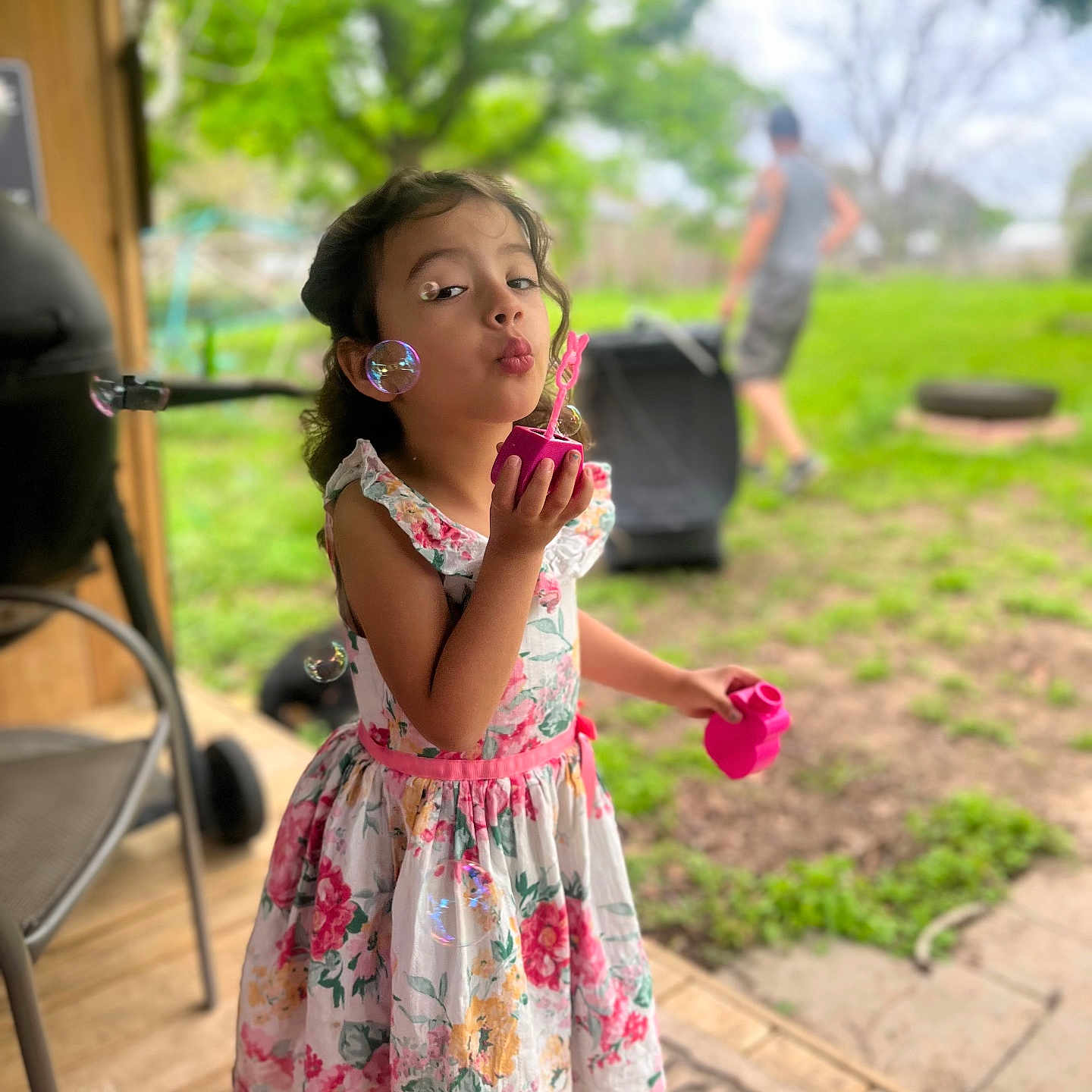 Esme Caywood joined the competition — help win amazing prizes! adult, child, clothing, dress, face, female, flower, girl, grass, head, male, man, nature, outdoors, path, person, photography, plant, portrait, pottedplant