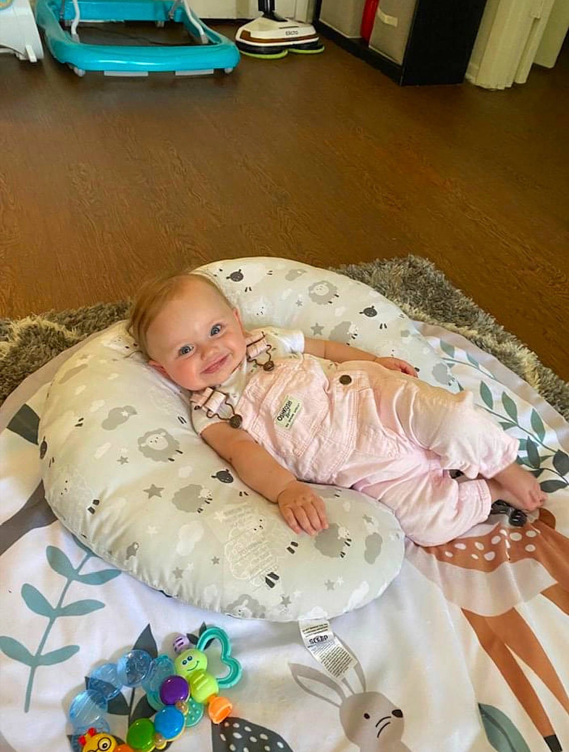 Adalyne joined the competition — help win amazing prizes! baby, baby_products, baby_safety, baby_toddler_clothing, bedding, child, comfort, event, flooring, joy, lap, linens, person, room, sitting, sleep, smile, toddler