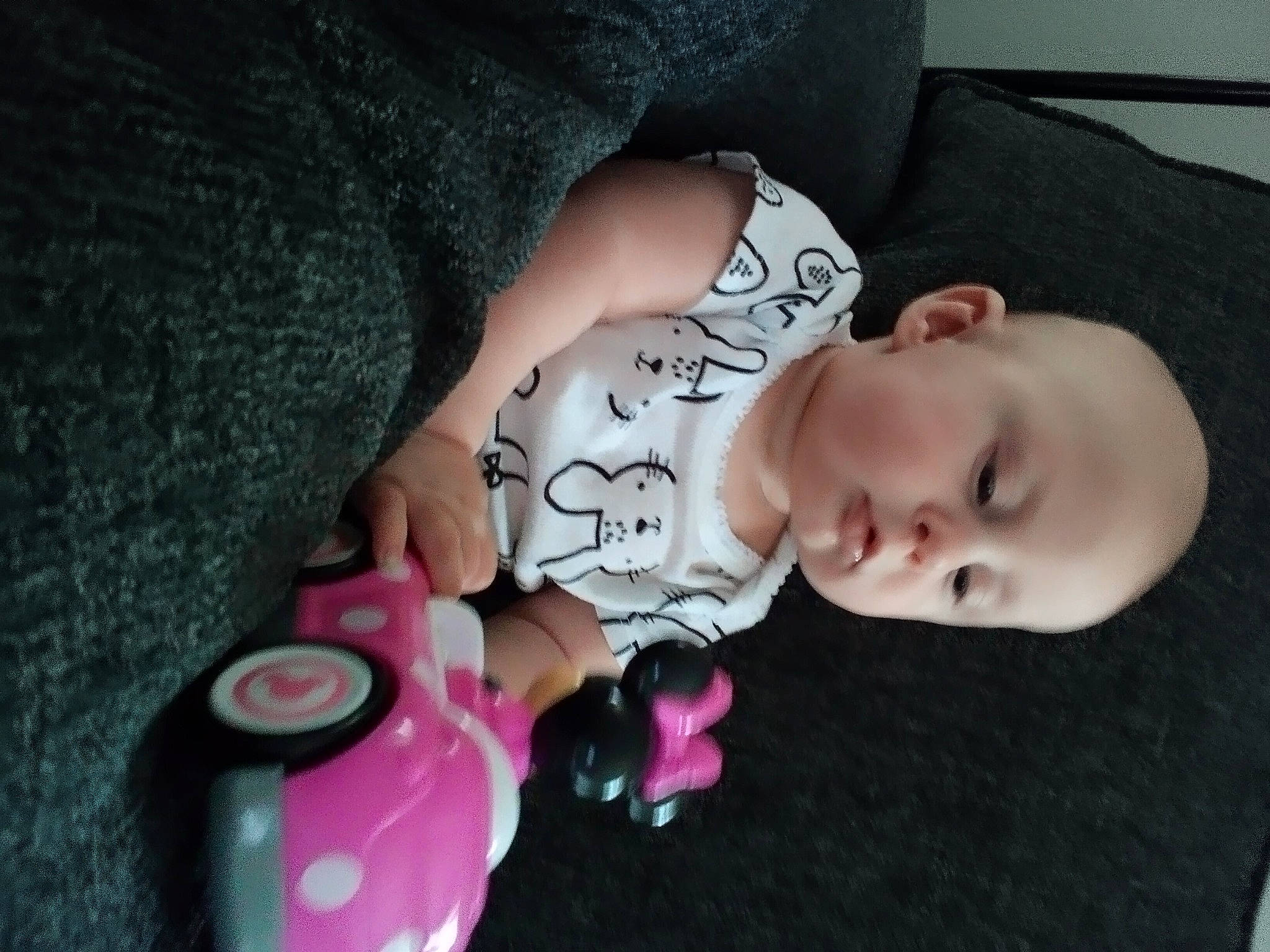 Charlie-anne joined the competition — help win amazing prizes! baby, baby_products, baby_toddler_clothing, cheek, child, comfort, eyelash, flooring, hand, headgear, lip, magenta, pattern, person, pink, sitting, skin, sleeve, toddler, toy