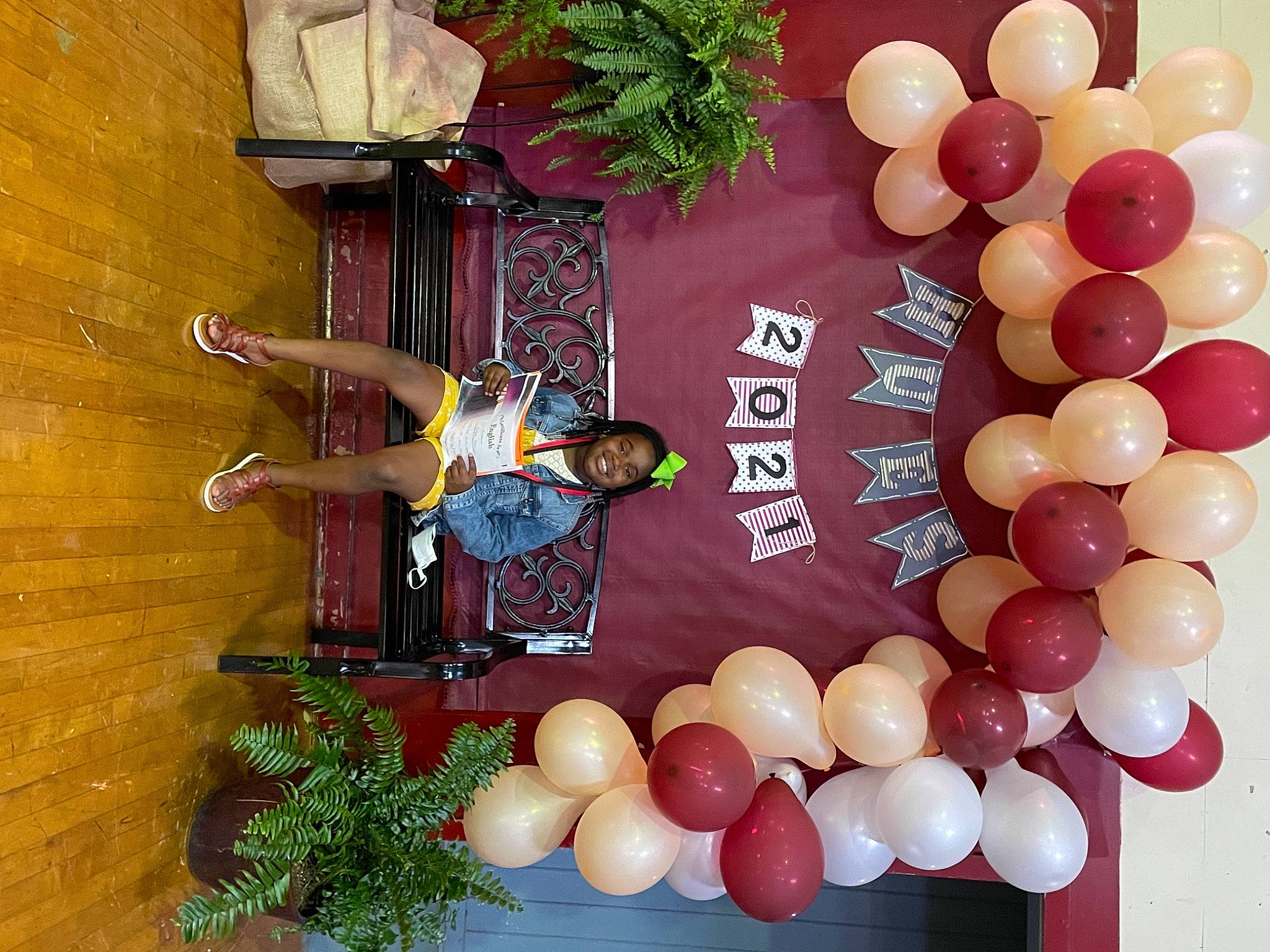 Kaylee is registered to the contest to win money with this photo: art, balloon, circle, confectionery, decoration, event, floral_design, font, food, houseplant, illustration, joy, magenta, natural_foods, party_supply, person, plant, sharing, sweetness, window