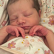Sofia joined the competition — help win amazing prizes! newborn, baby, sleeping, blanket, floral, hands, face, peaceful, soft, skin, infant, cute, closeup, indoors, resting, wrapped, cozy, child, portrait, toddler