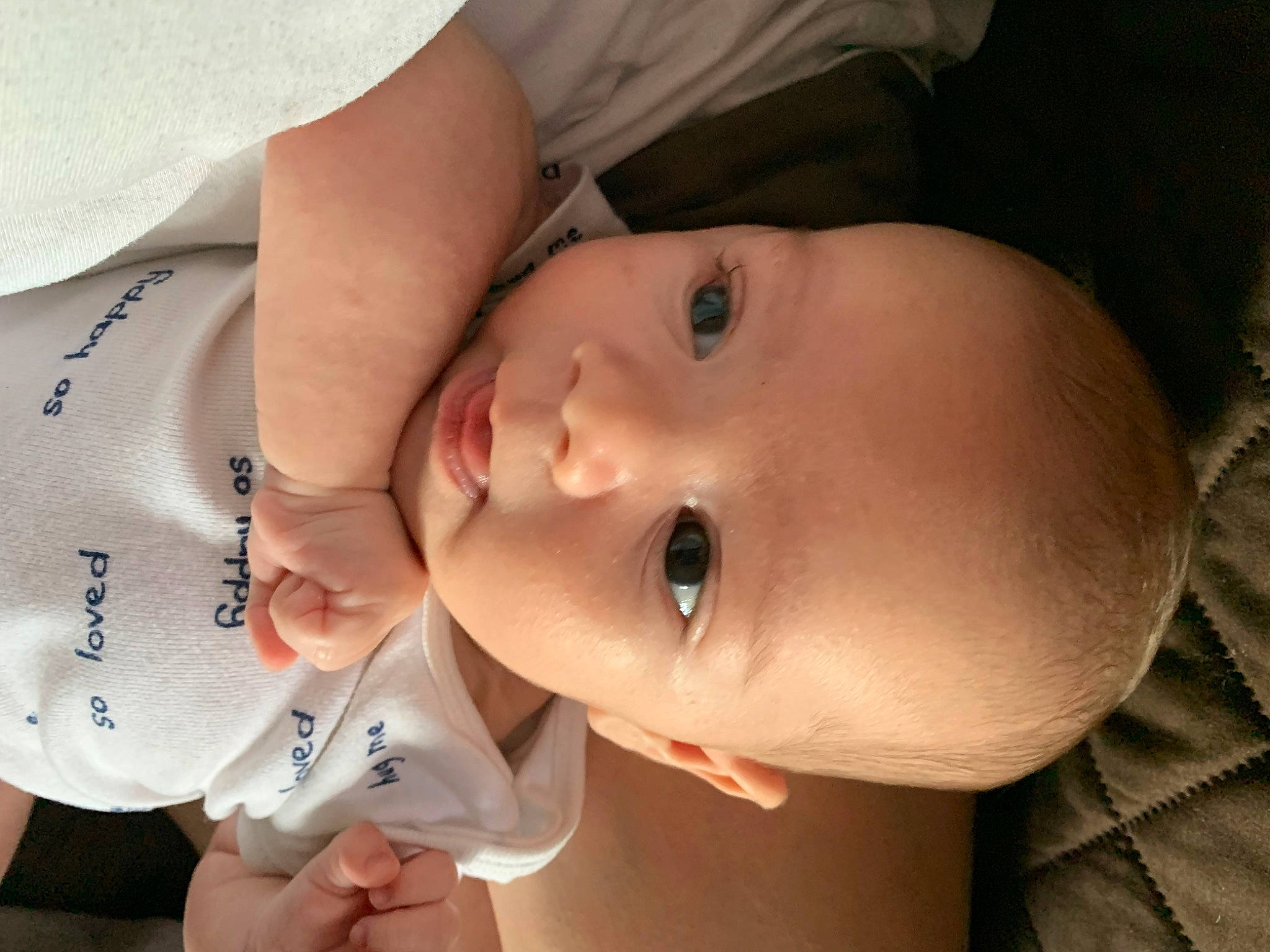 Parker joined the competition — help win amazing prizes! baby, baby_toddler_clothing, cheek, chin, eye, eyebrow, eyelash, finger, gesture, hand, happy, head, headgear, lip, mouth, neck, nose, person, skin, sleeve