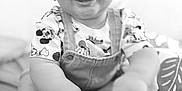 Kaïs a rejoint le concours — aidez-le/la à gagner de superbes lots ! baby, black_and_white, candid, child, clothing, cute, face, feet, hands, happy, indoor, infant, mickey_mouse, overalls, playful, portrait, shirt, shoes, sitting, smiling