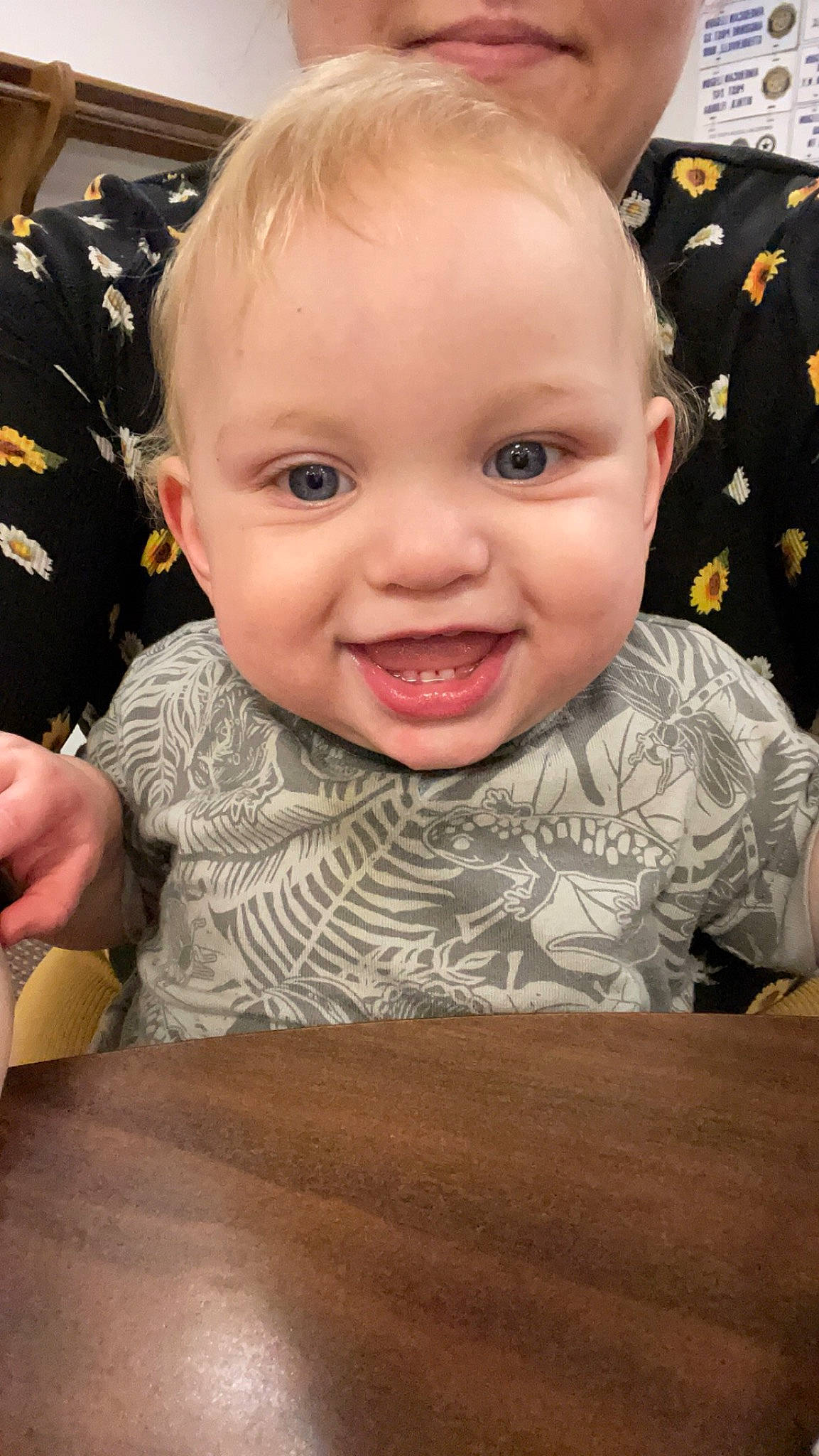Malakai joined the competition — help win amazing prizes! baby, baby_toddler_clothing, cheek, chin, eyebrow, facial_expression, finger, fun, gesture, happy, iris, joy, lip, nose, person, skin, sleeve, smile, standing, table