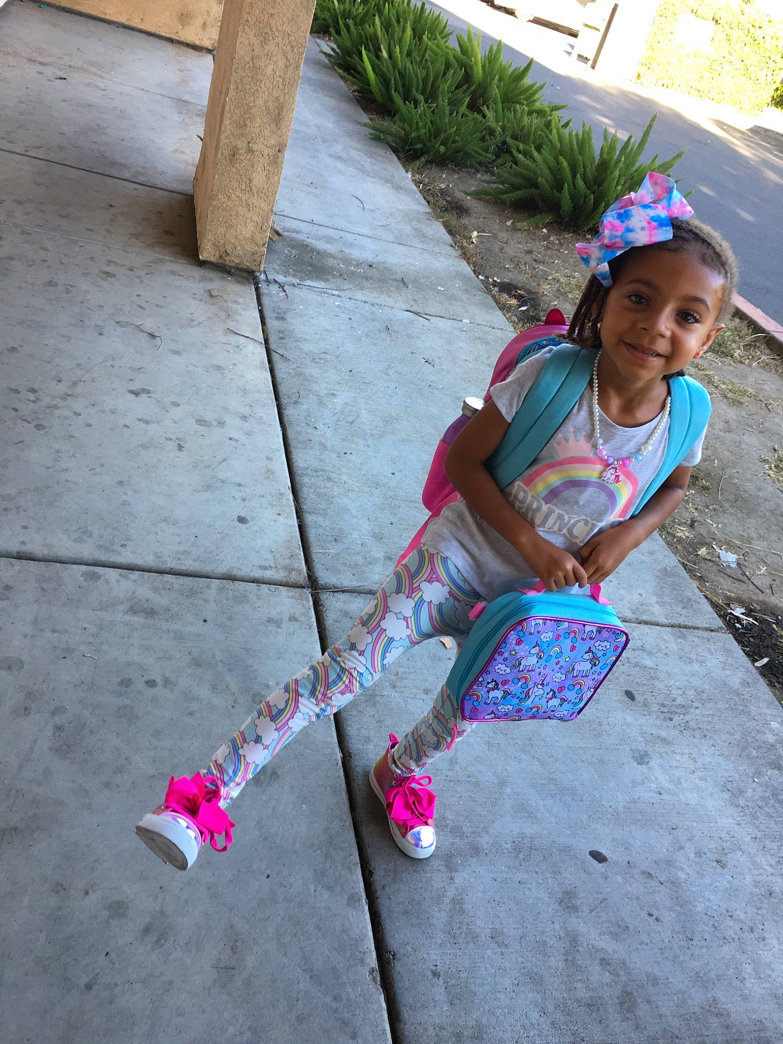 Nyomi joined the competition — help win amazing prizes! adaptation, child, joy, person, pink, plant, play, shoe, smile, tree, vacation