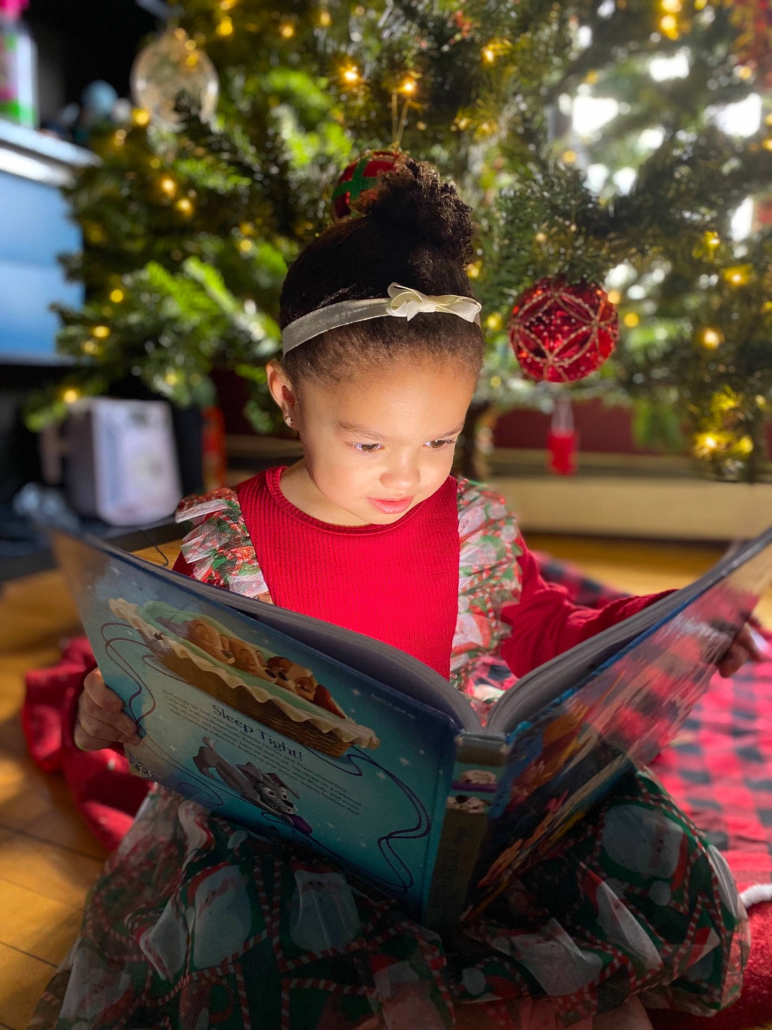 Analis joined the competition — help win amazing prizes! book, child, christmas_decoration, christmas_ornament, christmas_tree, event, fun, happy, holiday, holiday_ornament, leaf, leisure, ornament, person, plant, publication, sitting, snapshot, toddler, tradition