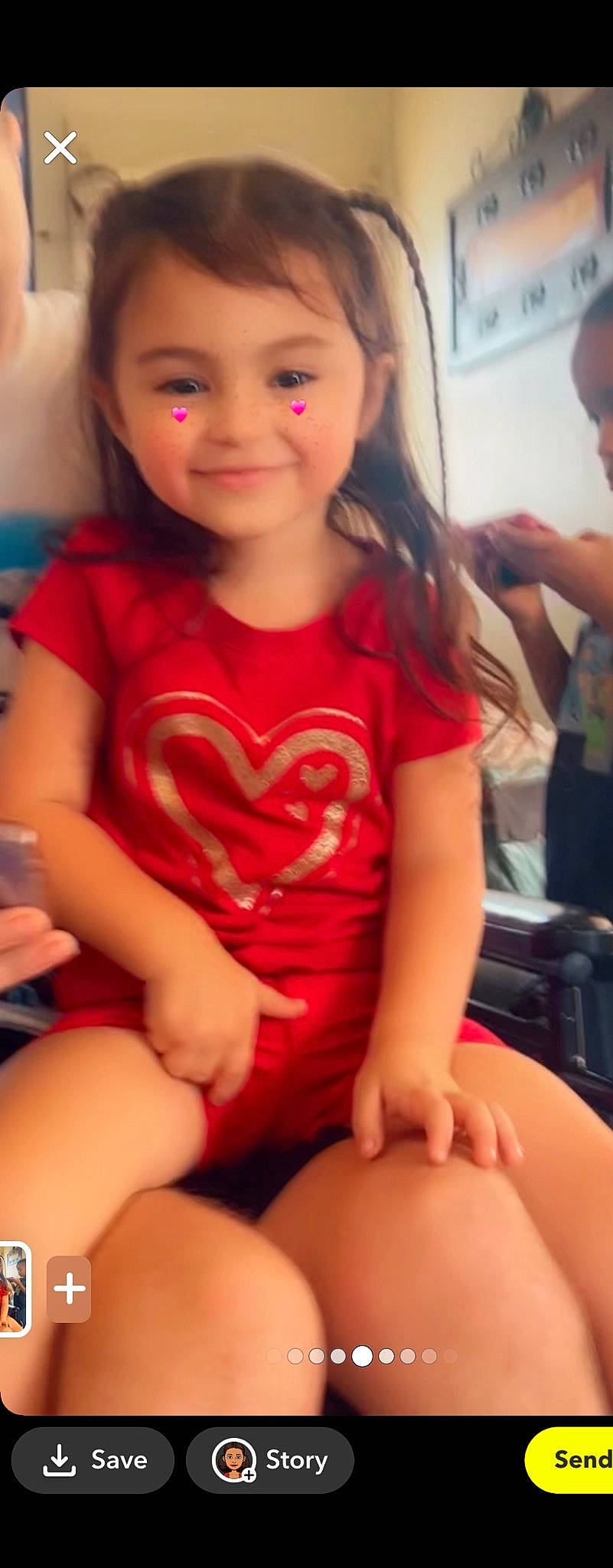 Odessa is registered to the contest to win money with this photo: cheek, child, chin, face, facial_expression, finger, fun, hairstyle, happy, human, human_body, joy, mouth, muscle, neck, organ, person, skin, smile, thigh