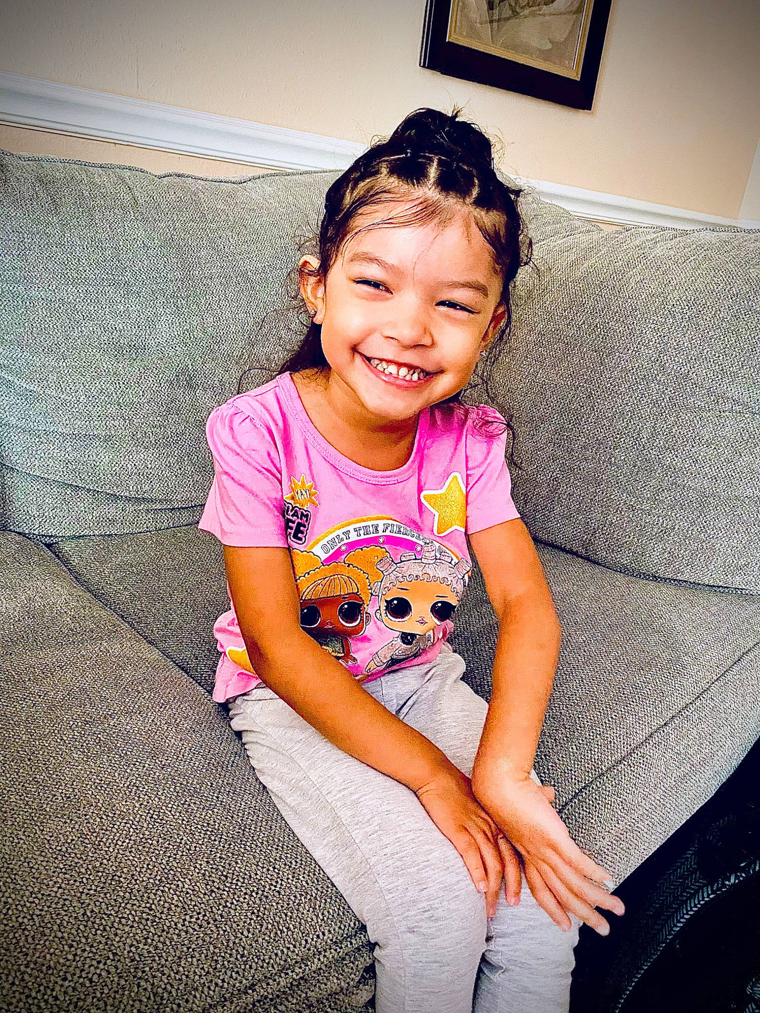 Christabell joined the competition — help win amazing prizes! arm, baby_toddler_clothing, black_hair, cool, dress, facial_expression, flash_photography, floor, fun, happy, human_body, joy, lip, magenta, neck, person, pink, purple, skin, sleeve