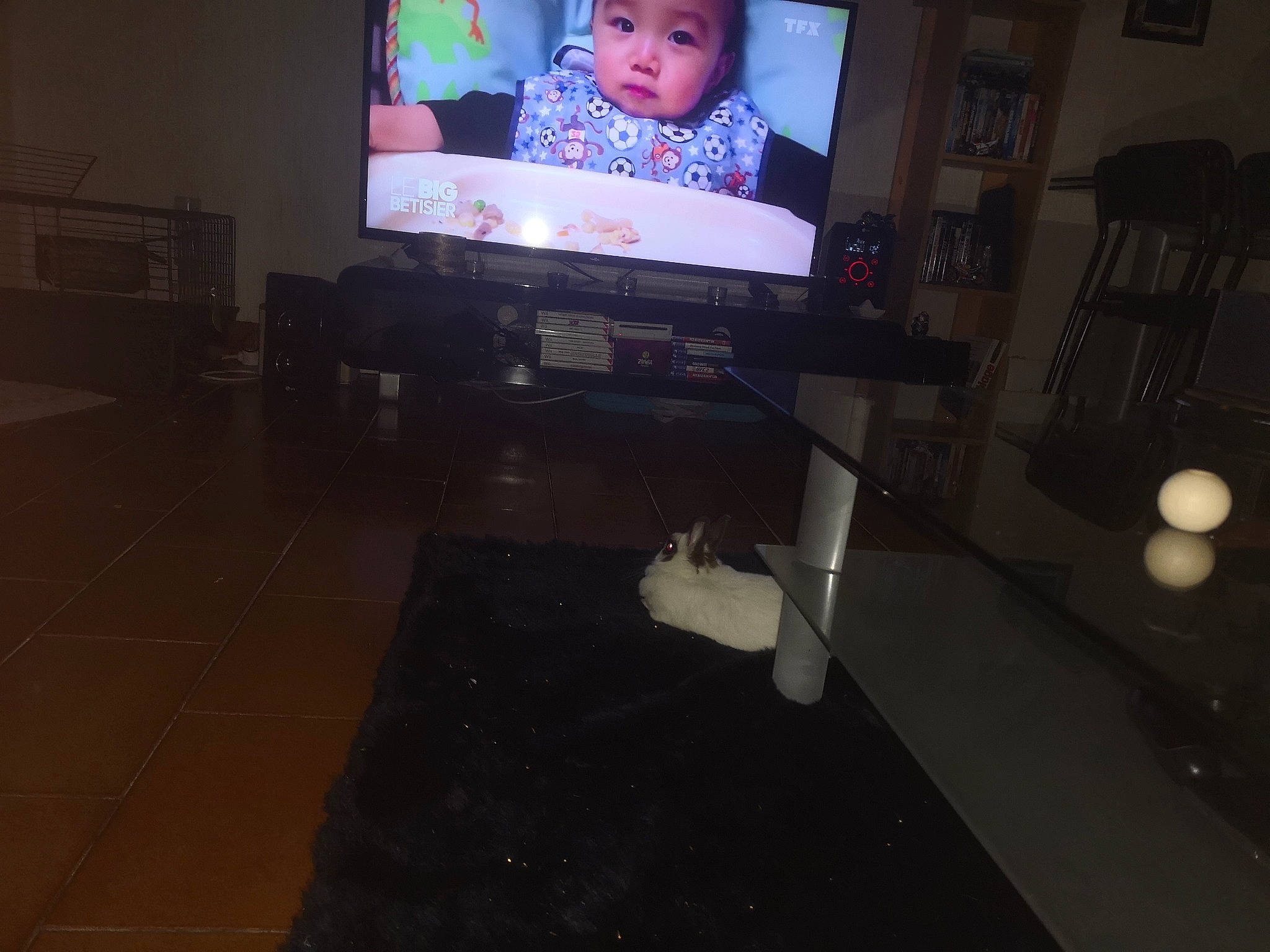 Schtroumpfette participe au concours pour gagner de l'argent avec cette photo : child, display_device, electronic_device, electronics, flat_panel_display, floor, flooring, furniture, gadget, games, media, multimedia, room, screen, table, technology, television, toddler