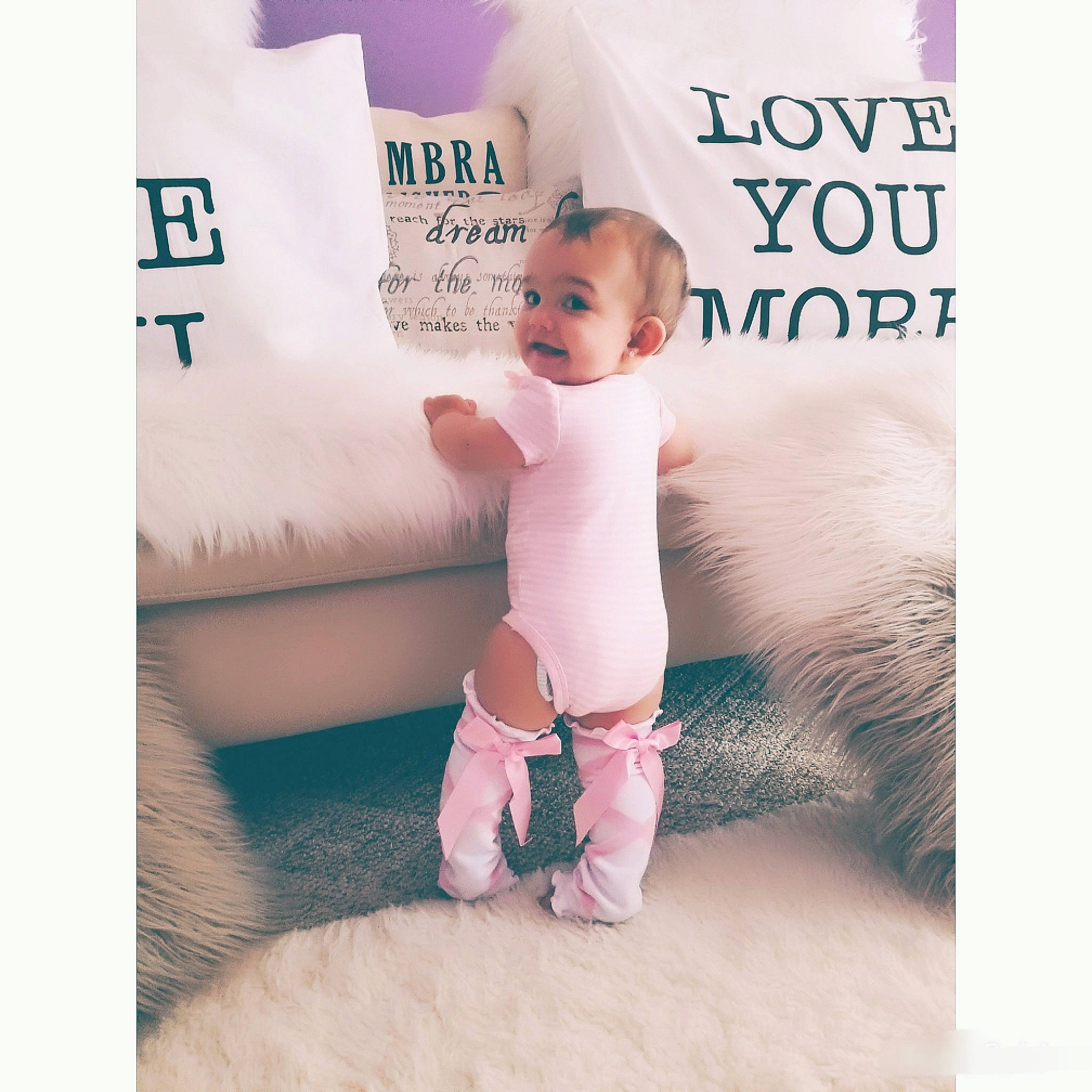 Luciana joined the competition — help win amazing prizes! baby, child, design, leg, pattern, person, photo_caption, sleeve, text, toddler