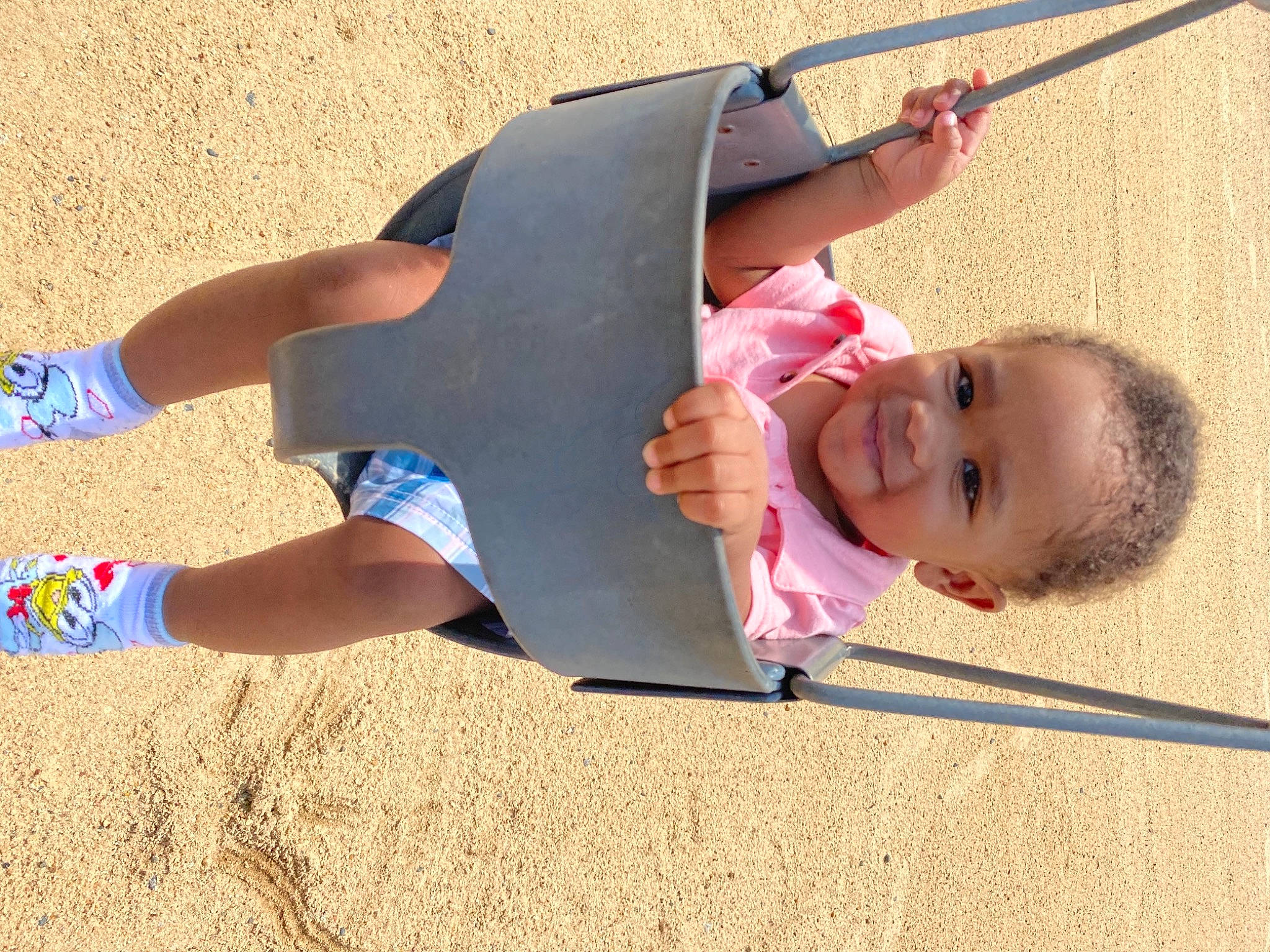 Amias joined the competition — help win amazing prizes! baby, calf, city, electric_blue, foot, fun, happy, human_leg, joy, knee, leisure, outdoor_play_equipment, person, playground, recreation, sand, sitting, smile, sock, swing