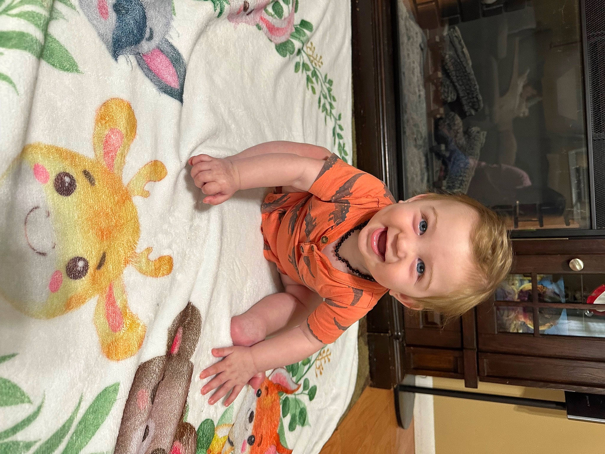 Jake is registered to the contest to win money with this photo: art, baby, baby_products, baby_toddler_clothing, cabinetry, child, fun, happy, head, joy, linens, organ, pattern, person, play, room, skin, smile, t_shirt, toddler