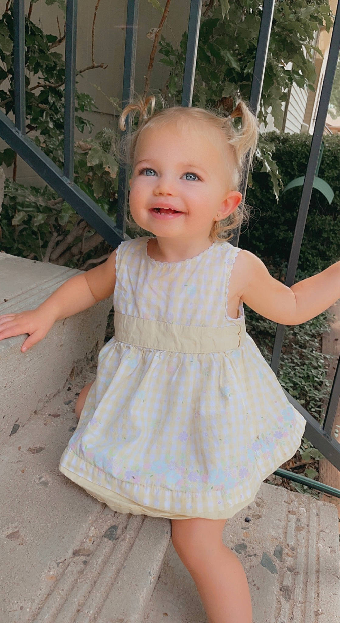 Dallas is registered to the contest to win money with this photo: baby_toddler_clothing, child, day_dress, dress, embellishment, eye, flash_photography, fun, grass, happy, head, iris, joy, one_piece_garment, person, pink, shoulder, skin, sleeve, smile