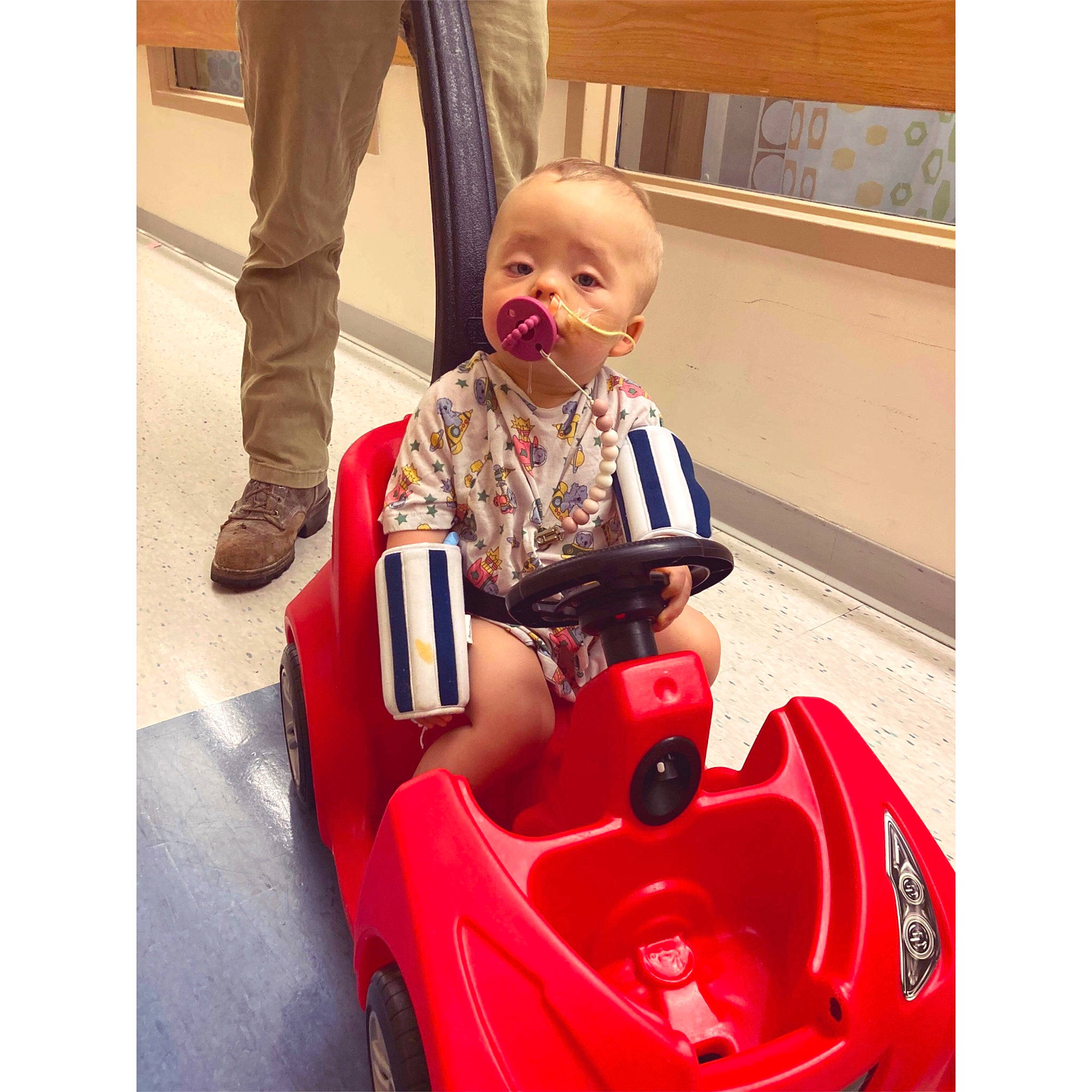 Lily Rose joined the competition — help win amazing prizes! automotive_design, automotive_exterior, automotive_tire, baby, baby_products, baby_toddler_clothing, bumper, happy, lap, leg, motor_vehicle, person, red, riding_toy, shoe, sleeve, tire, toddler, toy, vehicle