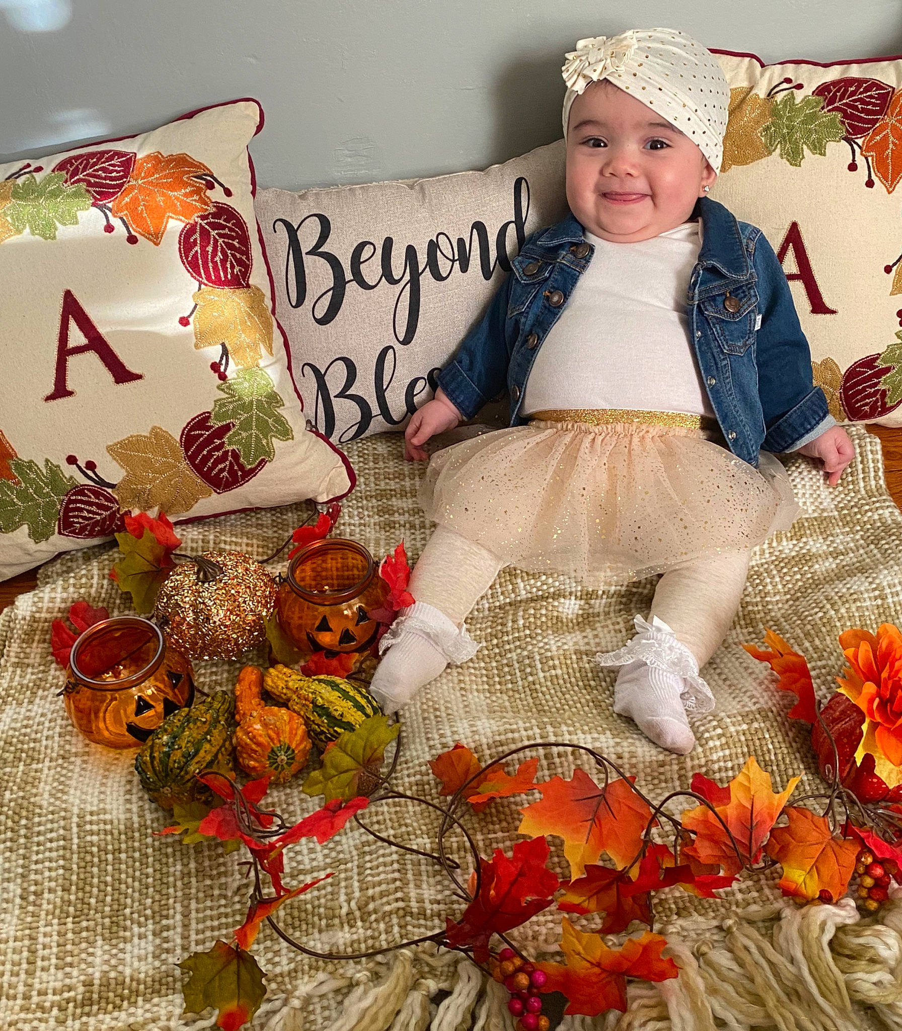 Alexandria Grace is registered to the contest to win money with this photo: autumn, child, flower, headwear, joy, leaf, orange, person, plant, pumpkin