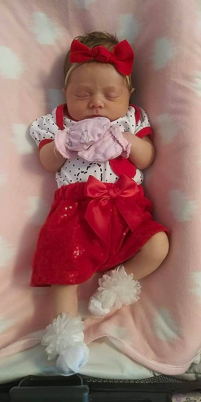 Kynlee joined the competition — help win amazing prizes! baby, baby_toddler_clothing, cheek, child, day_dress, dress, embellishment, eye, face, happy, iris, leg, one_piece_garment, pattern, person, pink, red, skin, sleeve, textile