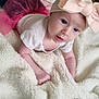 Aurora is registered to the contest to win money with this photo: baby, child, pink_bow, headband, white_shirt, pink_tutu, blanket, fluffy, drool, curious, indoor, floor, wood_floor, crawling, cute, young, infant, baby_clothes, soft_texture, portrait