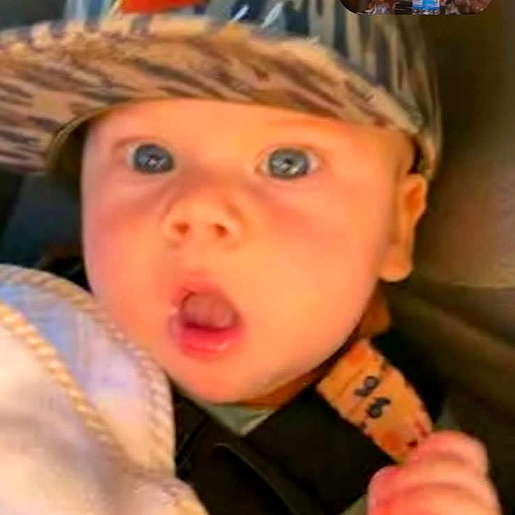 Colter is registered to the contest to win money with this photo: animal, baby, babylaughing, bird, blade, creditcard, dagger, face, happy, head, knife, person, surprised, text, weapon, yawning