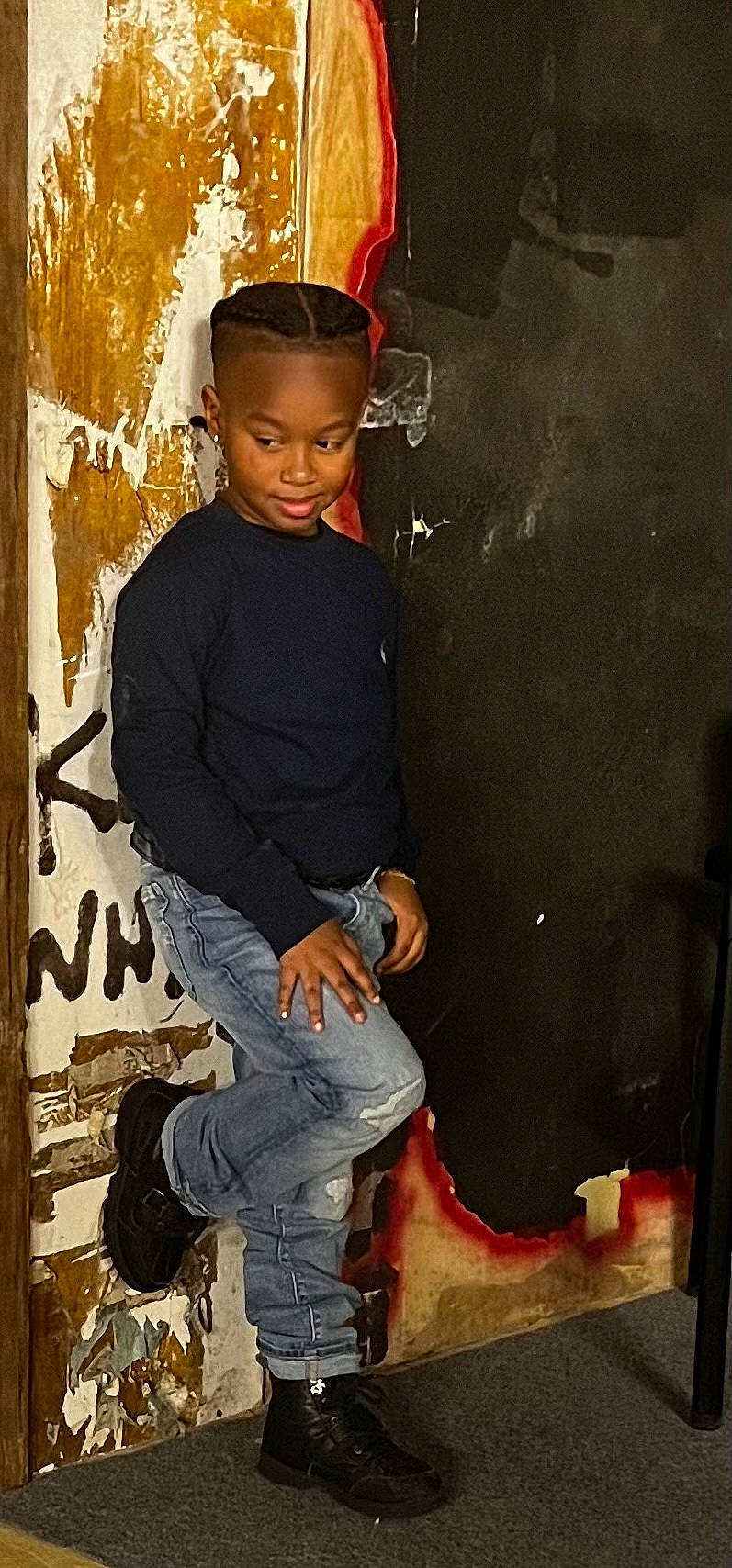 Kendrick joined the competition — help win amazing prizes! art, carmine, cool, denim, elbow, fashion_design, flash_photography, hairstyle, human_leg, jeans, knee, person, shoe, sitting, sleeve, standing, t_shirt, thigh, toddler, visual_arts