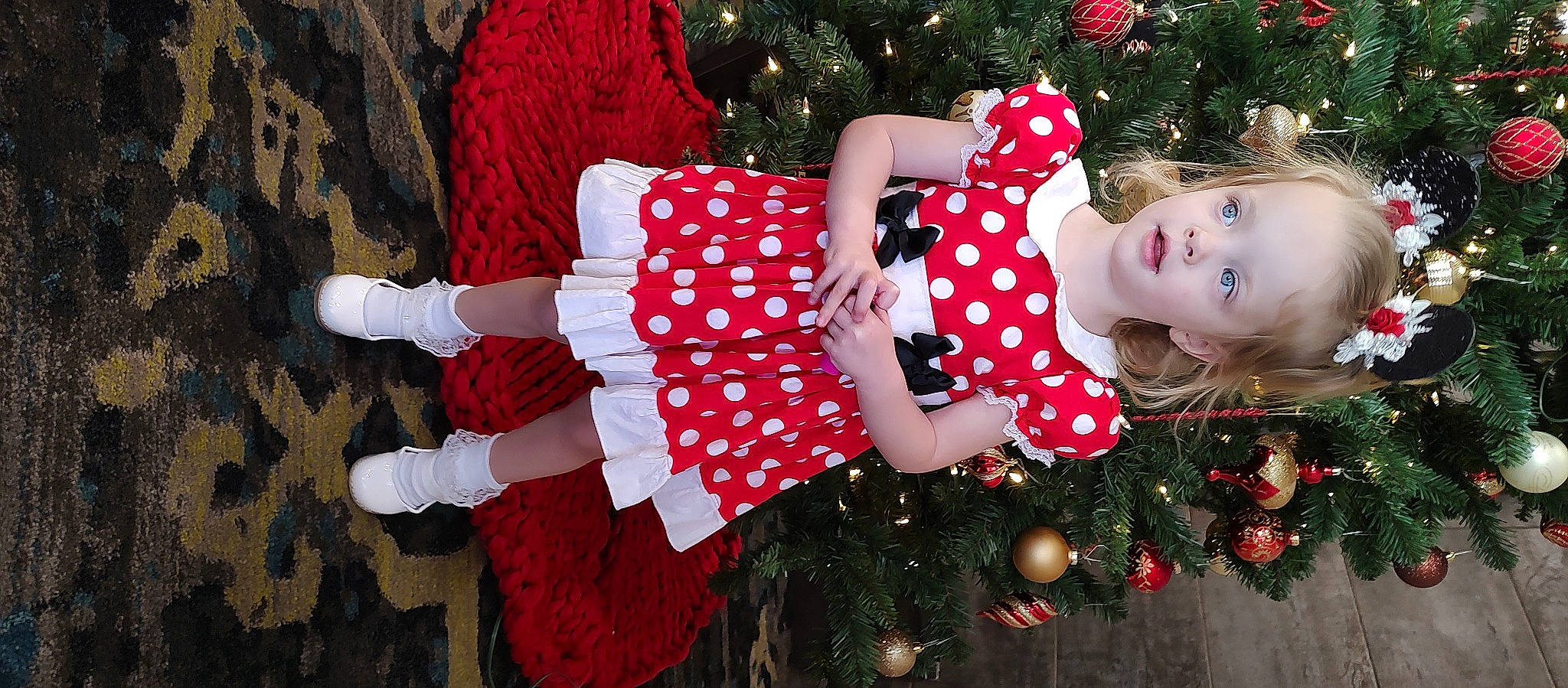 Aspen joined the competition — help win amazing prizes! baby_toddler_clothing, christmas, christmas_decoration, christmas_eve, christmas_ornament, christmas_tree, event, happy, holiday, human_body, pattern, people_in_nature, person, pink, plant, red, sleeve, smile, toddler, tree