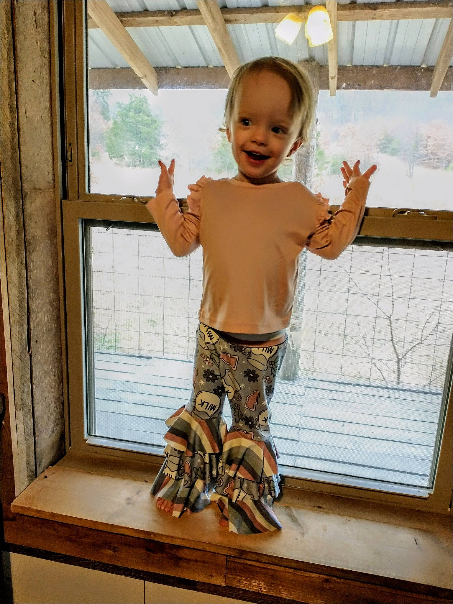 Aspen joined the competition — help win amazing prizes! baby, baby_toddler_clothing, child, elbow, flooring, foot, gesture, happy, human_leg, joy, knee, leg, pattern, person, sleeve, smile, t_shirt, thigh, toddler, waist