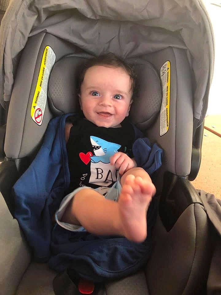 Donato is registered to the contest to win money with this photo: baby, baby_carriage, baby_in_car_seat, baby_products, car_seat, car_seat_cover, child, comfort, person, product, toddler