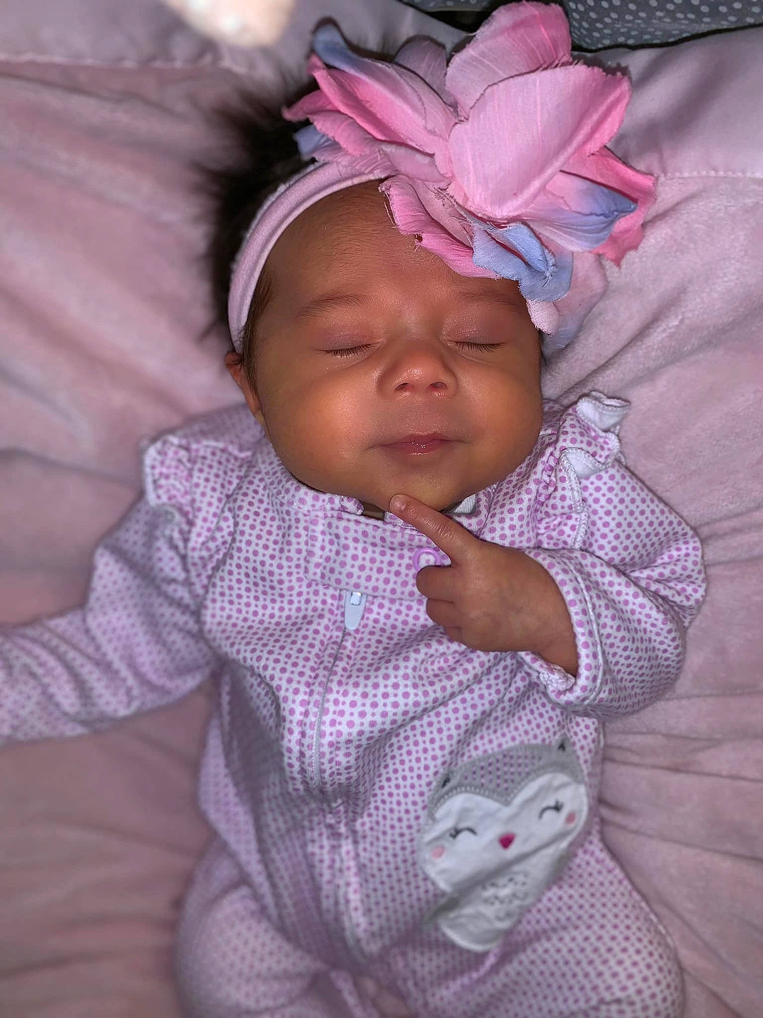 Emerey joined the competition — help win amazing prizes! baby, cheek, child, eye, face, hair_accessory, head, headgear, person, pink, skin, toddler